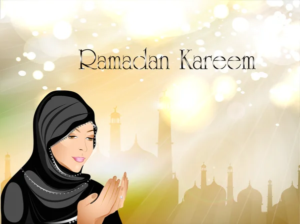 Ramadan Kareem or Ramazan Kareem background with Mosque or Masji — Stock Vector