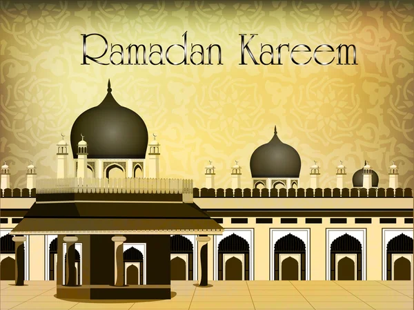 Рамадан Карим или Рамазан Карим фон с мечетью или Масджи — стоковый вектор
