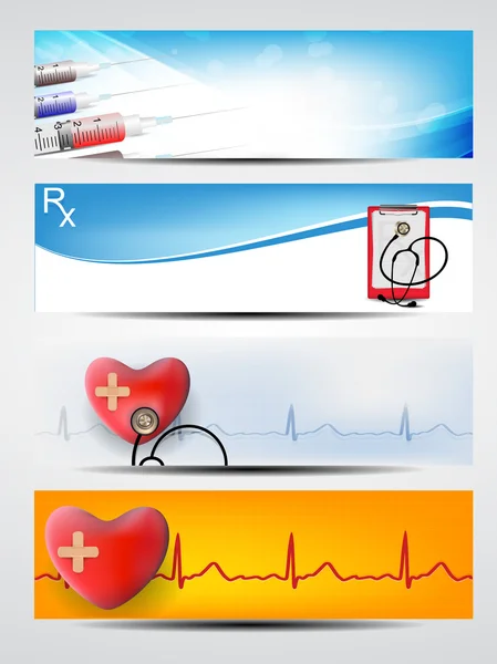 Conjunto de banners médicos o encabezados de sitios web. EPS 10 . — Archivo Imágenes Vectoriales