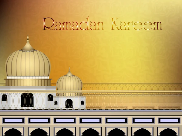Ramadán Kareem o Ramazán Kareem fondo con mezquita o Masji — Archivo Imágenes Vectoriales