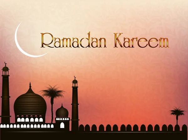 Ramadã Kareem ou Ramazan Kareem fundo com Mesquita ou Masji — Vetor de Stock