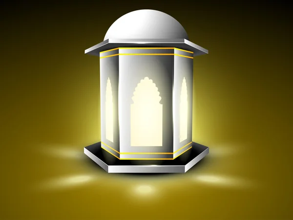 Lámpara árabe intrincada con luces sobre fondo brillante. EPS 10 . — Vector de stock