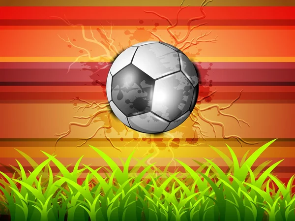 Abstracte, groen gras achtergrond met voetbal voetbal. EPS 10. — Stockvector