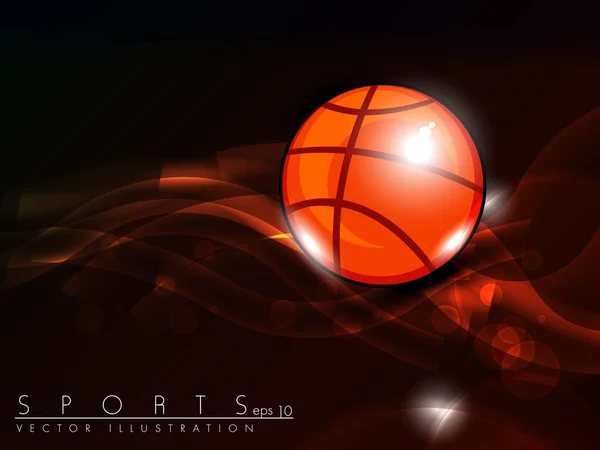 Illustration of Basketball on red wave background with text spac — Stock Vector