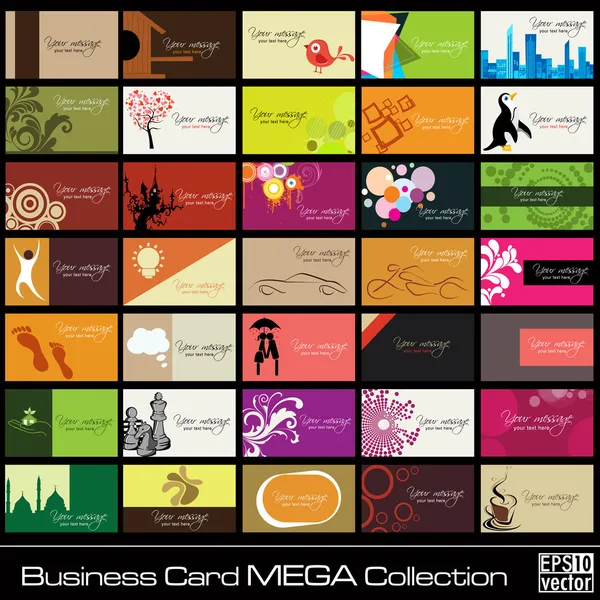 Mega συλλογή αφηρημένη επαγγελματικές κάρτες σε διάφορες έννοιες. — Διανυσματικό Αρχείο