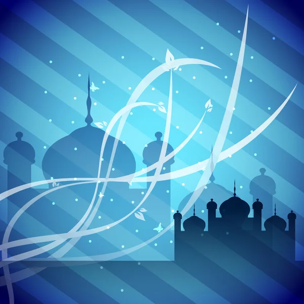 Belle illustration de Mosquée ou Masjid aux florales brillantes des — Image vectorielle