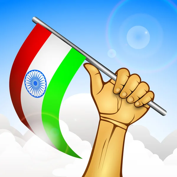 Иллюстрация человеческой руки с индийским флагом. EPS 10 . — стоковый вектор