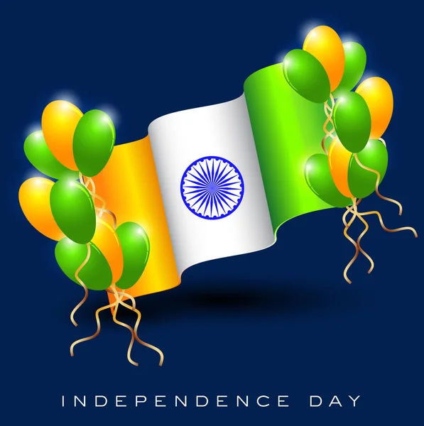 Indische Flagge schwenken Hintergrund mit Luftballons. Folge 10. — Stockvektor