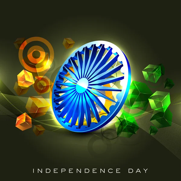 印度标志的颜色与 3d 阿育王轮创意花卉背景 — 图库矢量图片