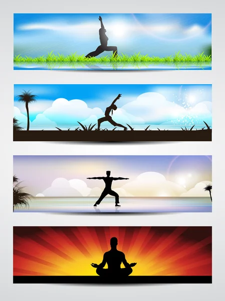 Set of website banners of yoga or meditation. EPS 10 — Stock Vector