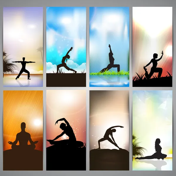 Set van website banners van yoga of meditatie. EPS 10 — Stockvector