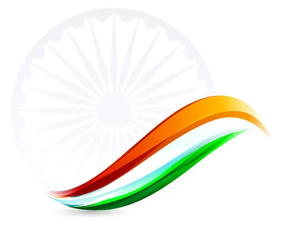 Bandeira indiana fundo com roda Asoka sobre fundo branco. EPS — Vetor de Stock
