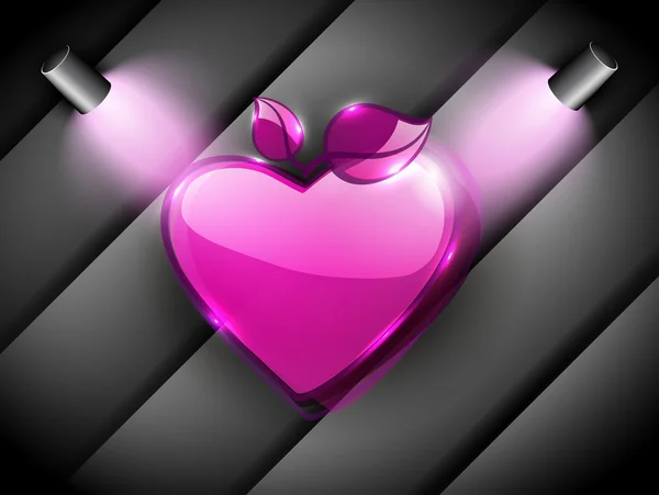 Glanzende roze valentine hart. EPS 10. — Stockvector