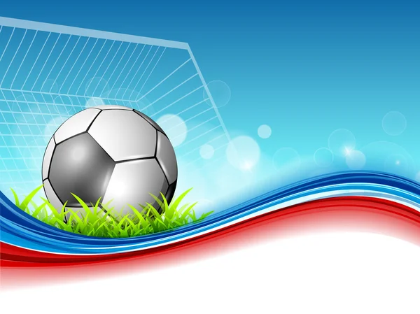 Glänsande fotboll eller fotboll på blanka färgglada våg bakgrund. — Stock vektor