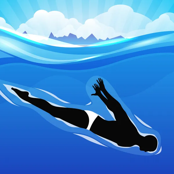 Chica joven haciendo maravilloso sincronizado natación en la piscina con ab — Vector de stock
