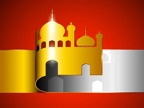 Golden Mosque or Masjid illustration. EPS 10. — Stock Vector