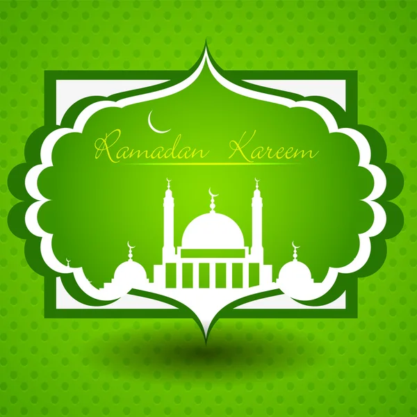 Рамадан Карим или Рамазан Карим текст с мечетью или мечетью. EPS — стоковый вектор