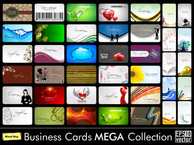 Elegant Abstract Vector Business Cards, Mixed Bag set in various clipart