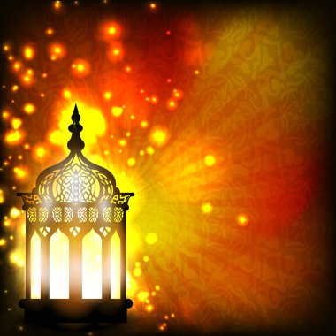 Intricate Arabic lamp with lights on the rays and grungy backgro clipart