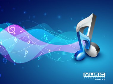 3D music notes on colorful grungy background. EPS 10. clipart