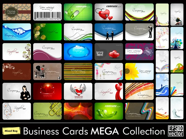 Κομψό αφηρημένη διάνυσμα επαγγελματικές κάρτες, μικτή τσάντα μέσα από διάφορα — Διανυσματικό Αρχείο