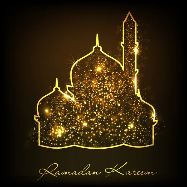 Ramadan kareem Hintergrund mit glänzender Moschee oder Masjid. Folge 10. — Stockvektor