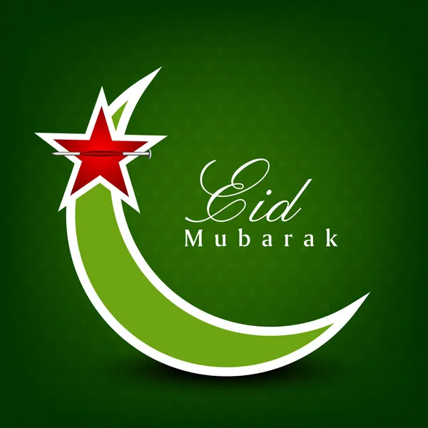 Eid mubarak Hintergrund mit Mond und Sternen auf grün. Folge 10. — Stockvektor