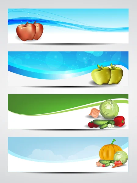 Health and nutrition website banner or header set. EPS 10. — Stock Vector