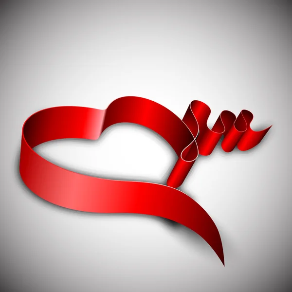 Valentinstag, Herz mit roter Schleife. — Stockvektor