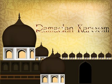 Ramadan Kareem background with Mosque or Masjid. EPS 10. clipart