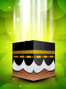 Beautiful View of Qaba or Kabaa Shareef on shiny green backgroun clipart