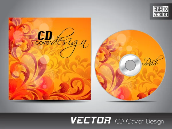 CD cover presentation design template with copy space and floral — Stok Vektör