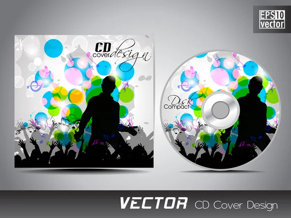 CD cover presentation design template with copy space and music — Stock Vector