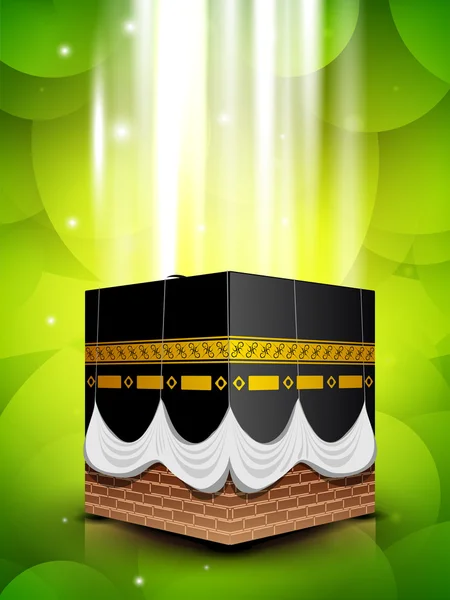 Prachtig uitzicht van qaba of kabaa shareef op glanzende groene pagina — Stockvector