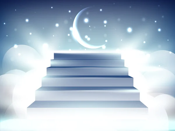 Bela ilustração brilhante da Lua e escadas. EPS 10 . — Vetor de Stock