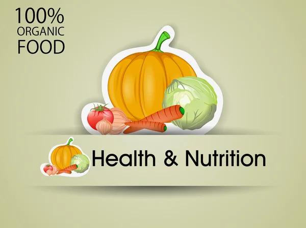 Adesivo salute e nutrizione con alimenti biologici. EPS 10 . — Vettoriale Stock