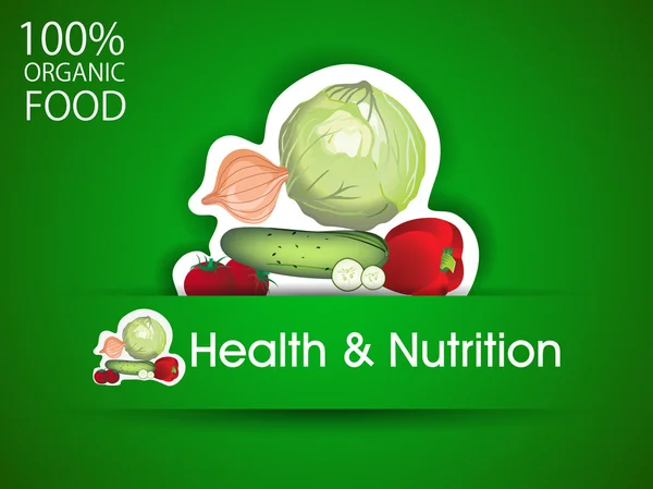 Pegatina de salud y nutrición con alimentos orgánicos. EPS 10 . — Vector de stock