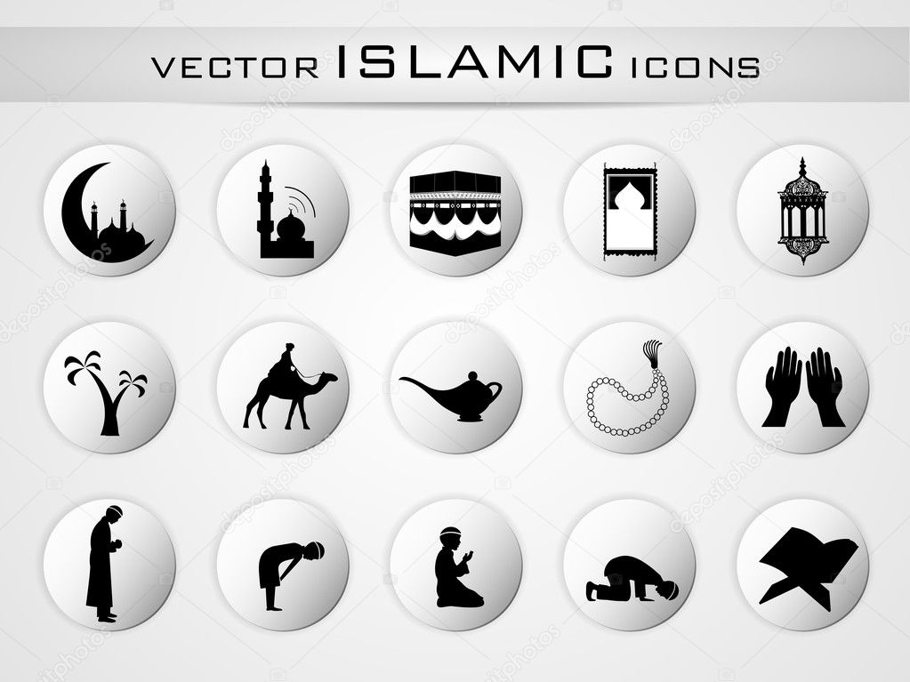 Islamic website icons set. EPS 10.
