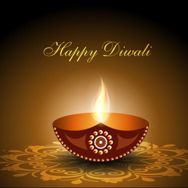 Beautiful illuminating Diya background for Diwali or Deepawali f clipart