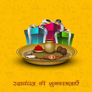 Raksha Bandhan theme with gift boxes, Rakhi and sweets. EPS 10. clipart