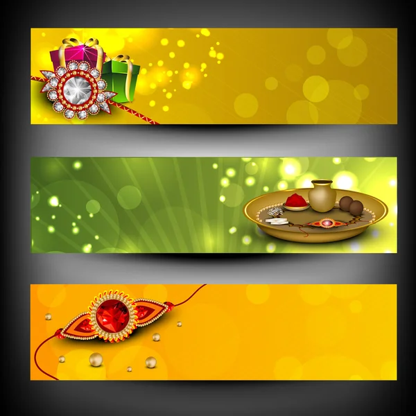 Website headers or banners for Raksha Bandhan celebration. — Stock Vector