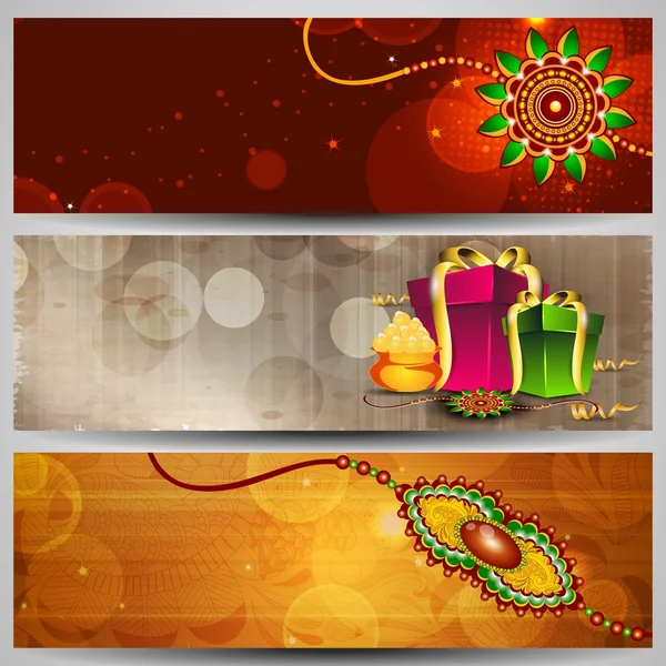 Web sitesi üstbilgi veya raksha bandhan kutlama için afişler. — Stok Vektör