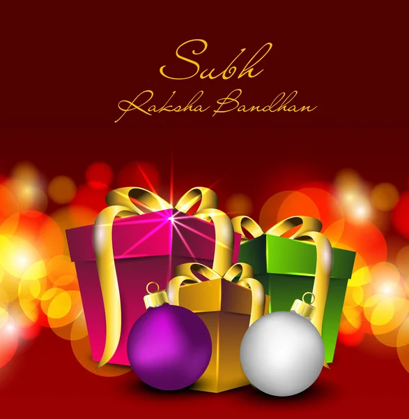 stock vector Illustration of gift boxes with golden ribbon for Raksha Bandhan