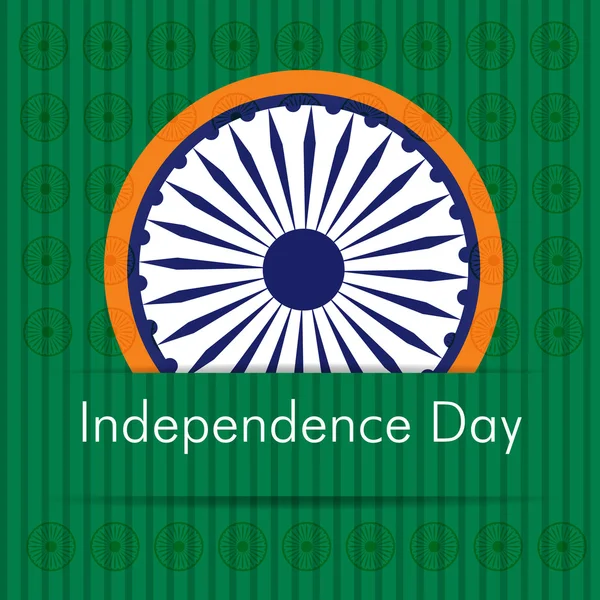 Etiqueta engomada del Día de la Independencia India con rueda Asoka. EPS 10 . — Vector de stock