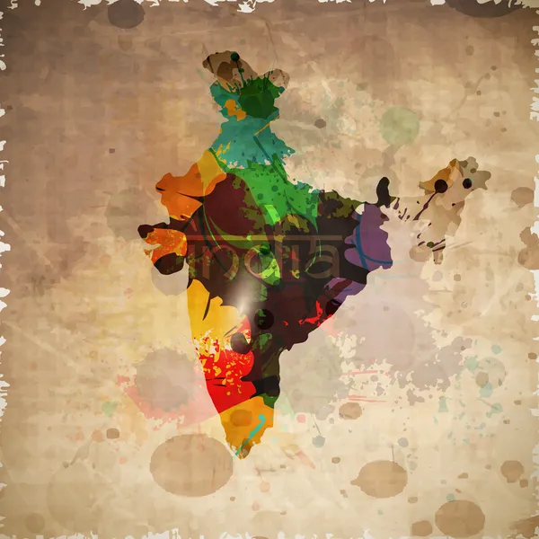 Indiai Köztársaság térképe a szutykos barna háttér. EPS 10. — Stock Vector