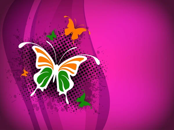 印度国旗蝴蝶闪亮粉红背景上。10 eps. — 图库矢量图片