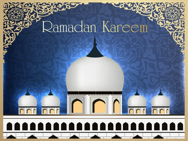 Mezquita o mezquita con texto Ramadán Kareem. EPS 10 . — Archivo Imágenes Vectoriales