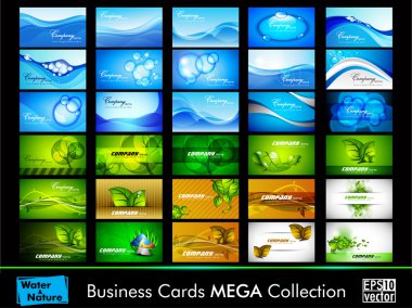 Nature and water business card set clipart