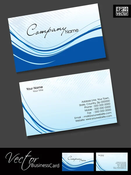 Professional business cards, template or visiting card set. Blue — Stock Vector