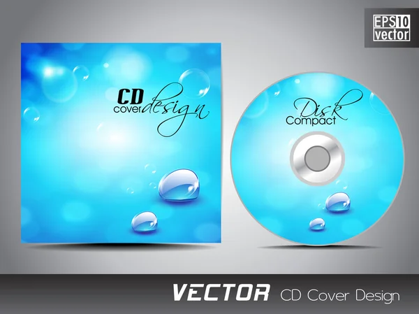 Шаблон оформления обложки CD с копировальным пространством и водой — стоковый вектор